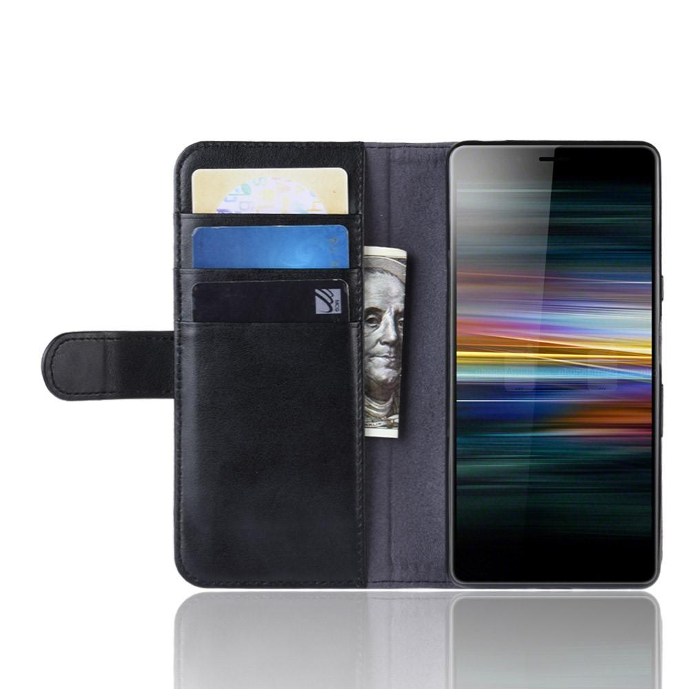 Sony Xperia L3 Genuine Leather Wallet Case Black