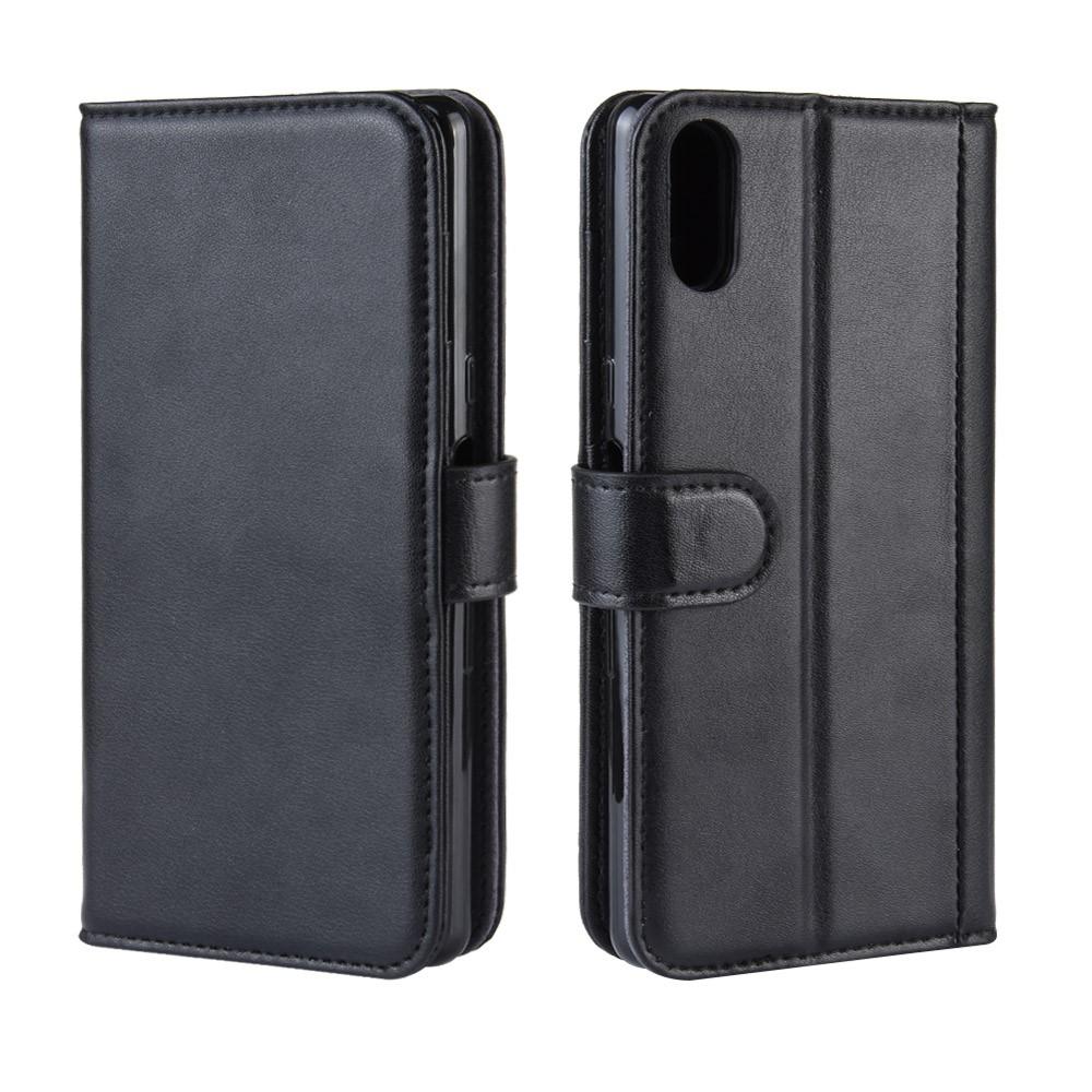 Sony Xperia L3 Genuine Leather Wallet Case Black