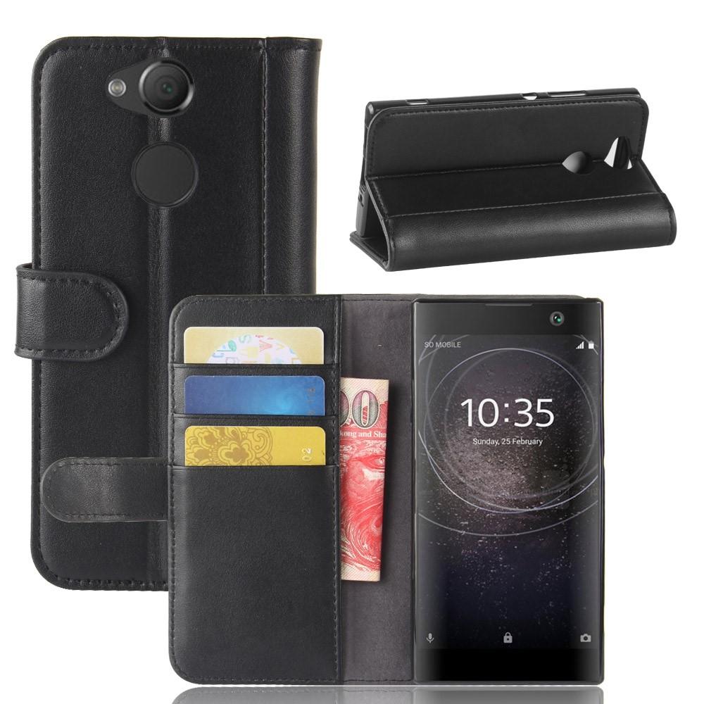 Sony Xperia XA2 Genuine Leather Wallet Case Black