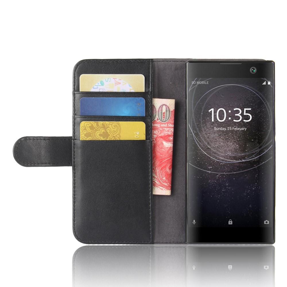 Sony Xperia XA2 Genuine Leather Wallet Case Black