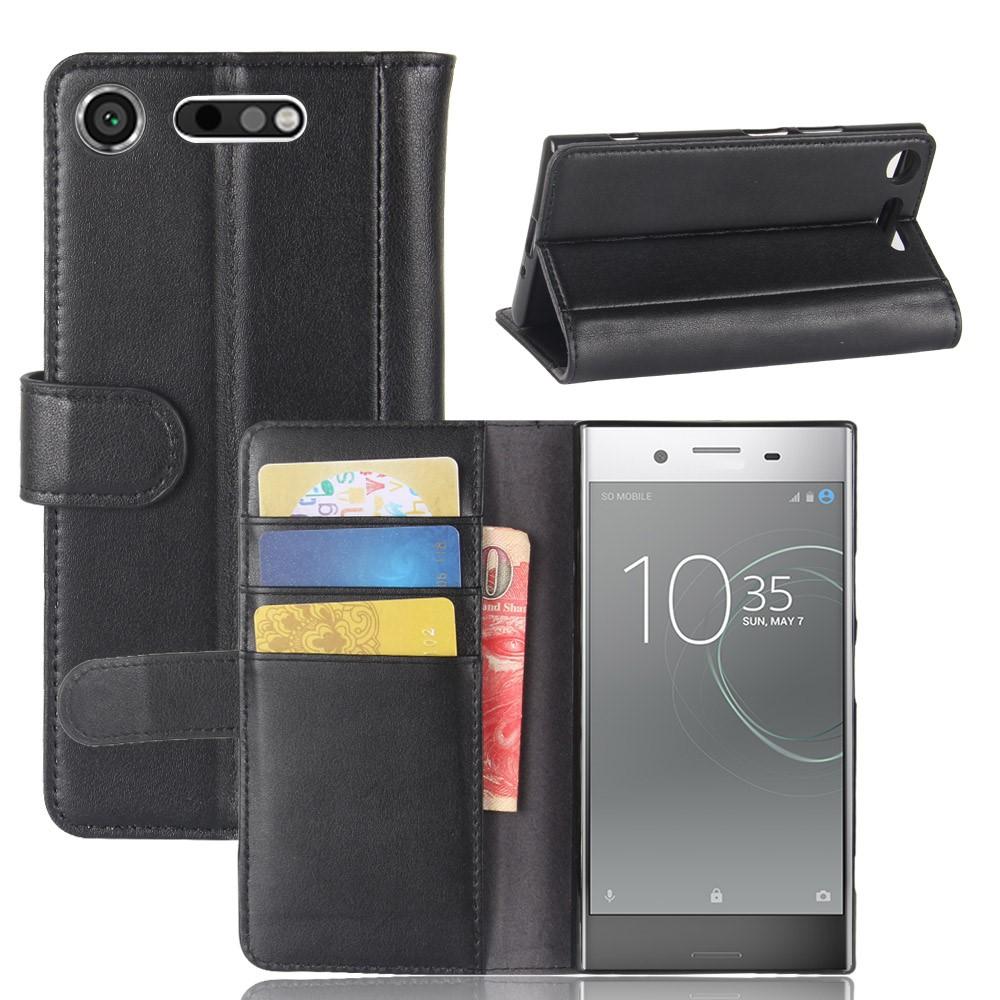 Sony Xperia XZ1 Genuine Leather Wallet Case Black