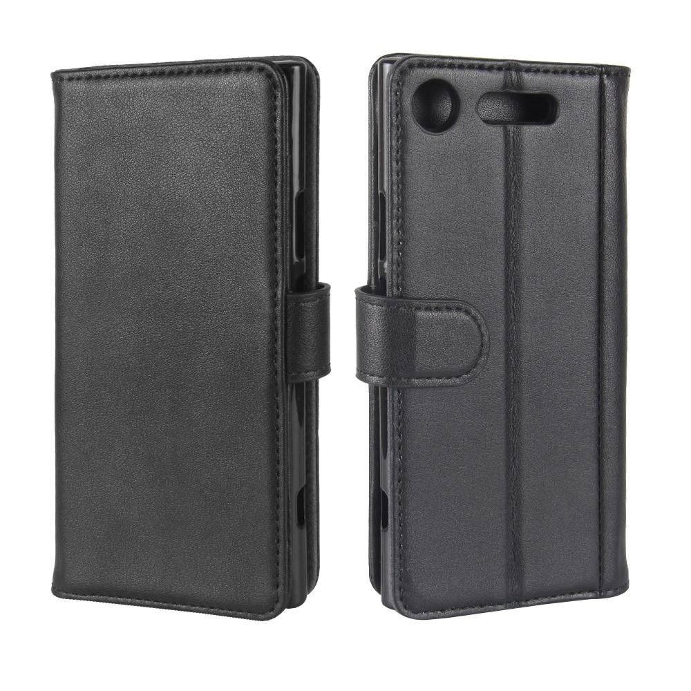 Sony Xperia XZ1 Genuine Leather Wallet Case Black