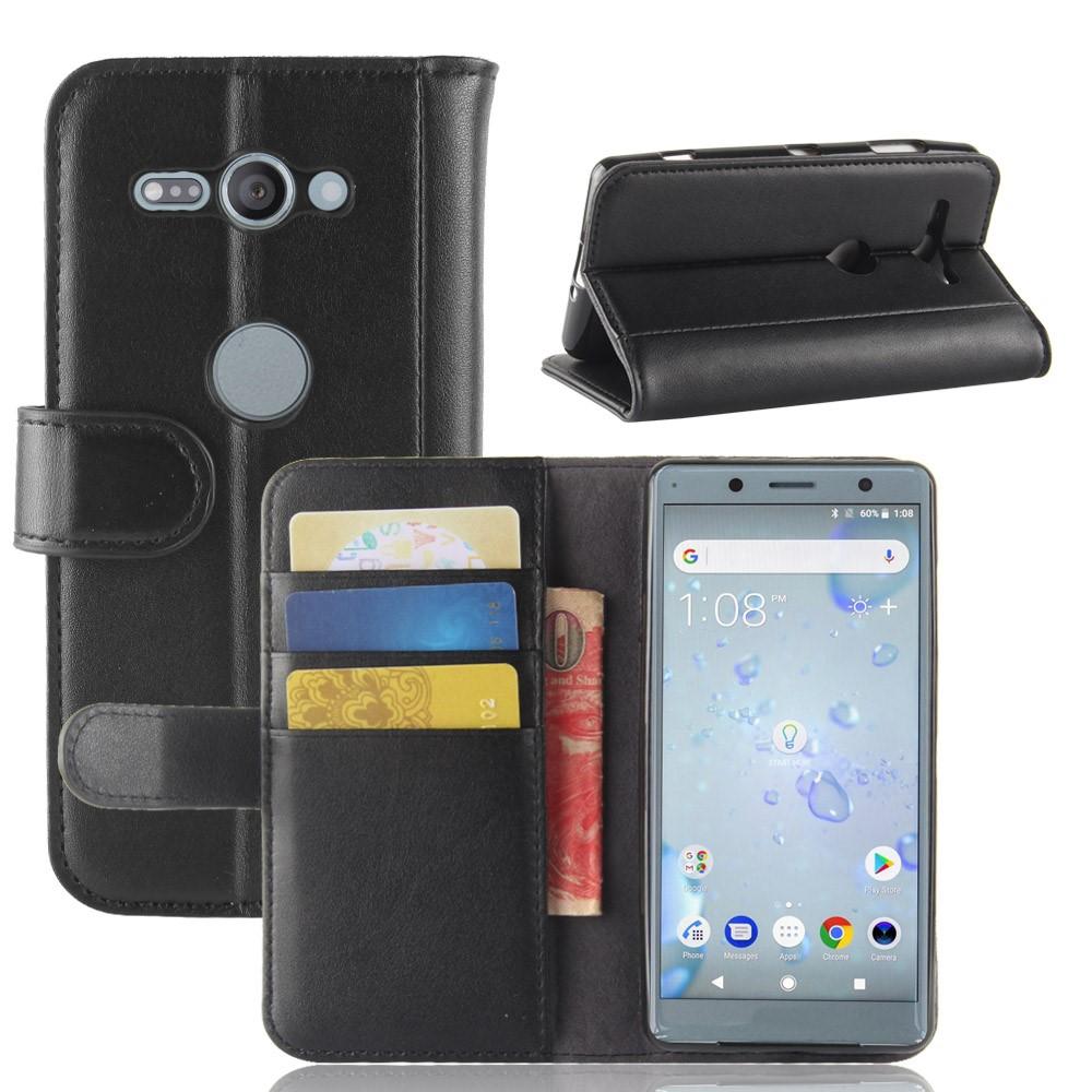 Sony Xperia XZ2 Compact Genuine Leather Wallet Case Black