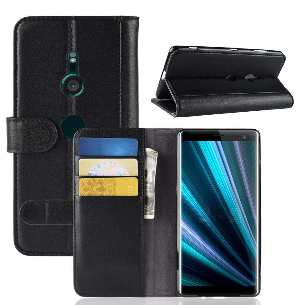 Sony Xperia XZ3 Genuine Leather Wallet Case Black