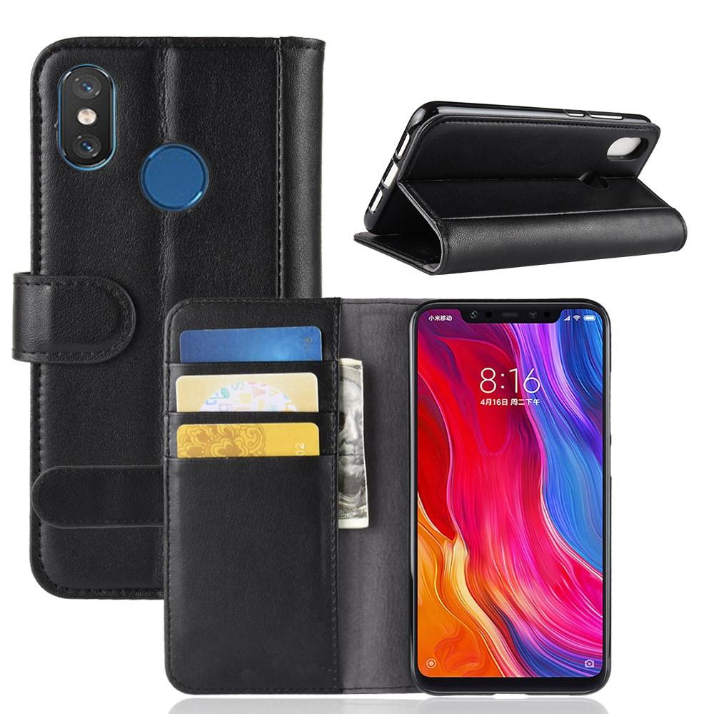 Xiaomi Mi 8 Genuine Leather Wallet Case Black