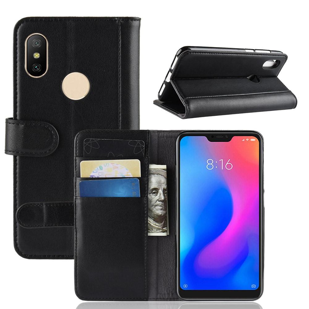 Xiaomi Mi A2 Lite Genuine Leather Wallet Case Black