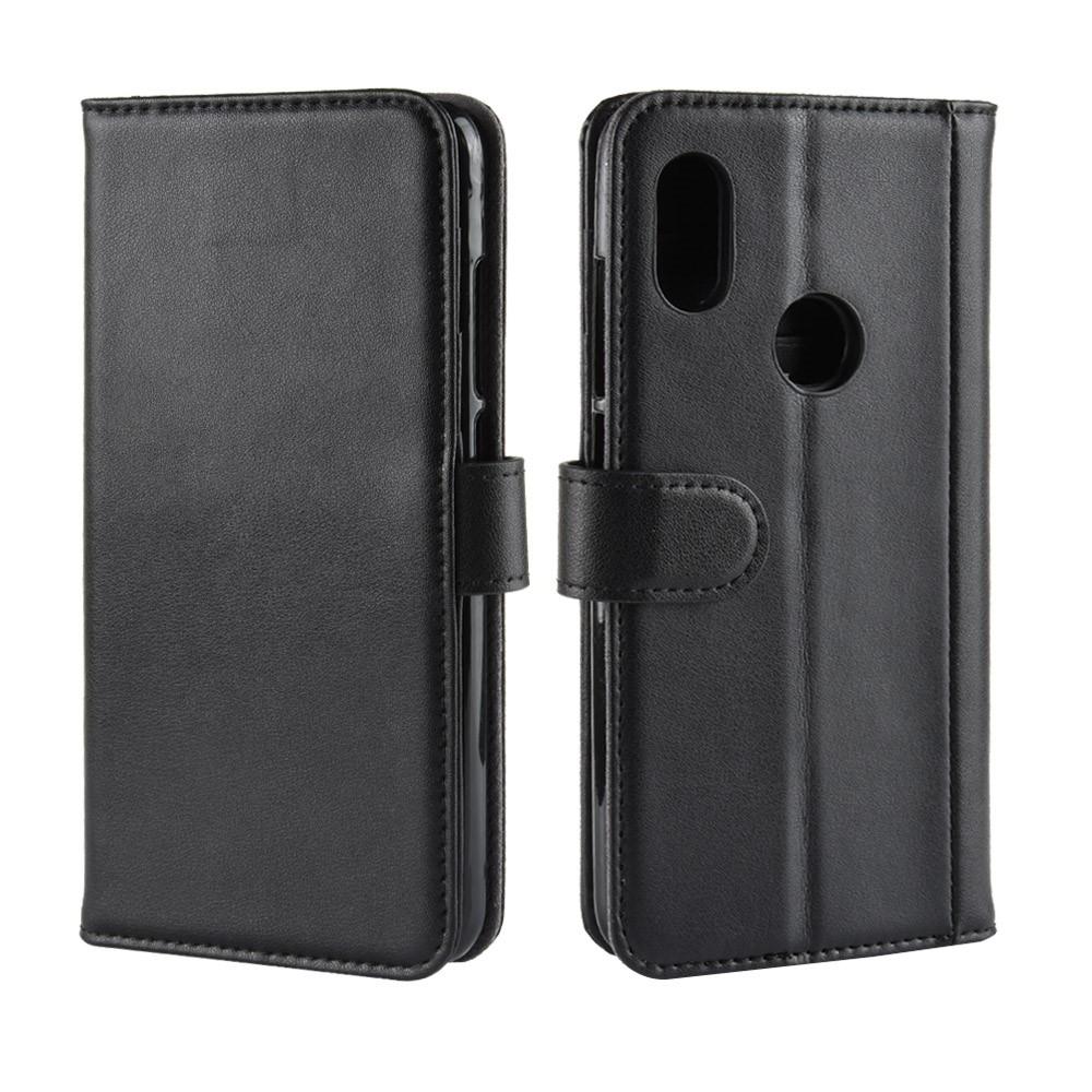 Xiaomi Mi A2 Lite Genuine Leather Wallet Case Black