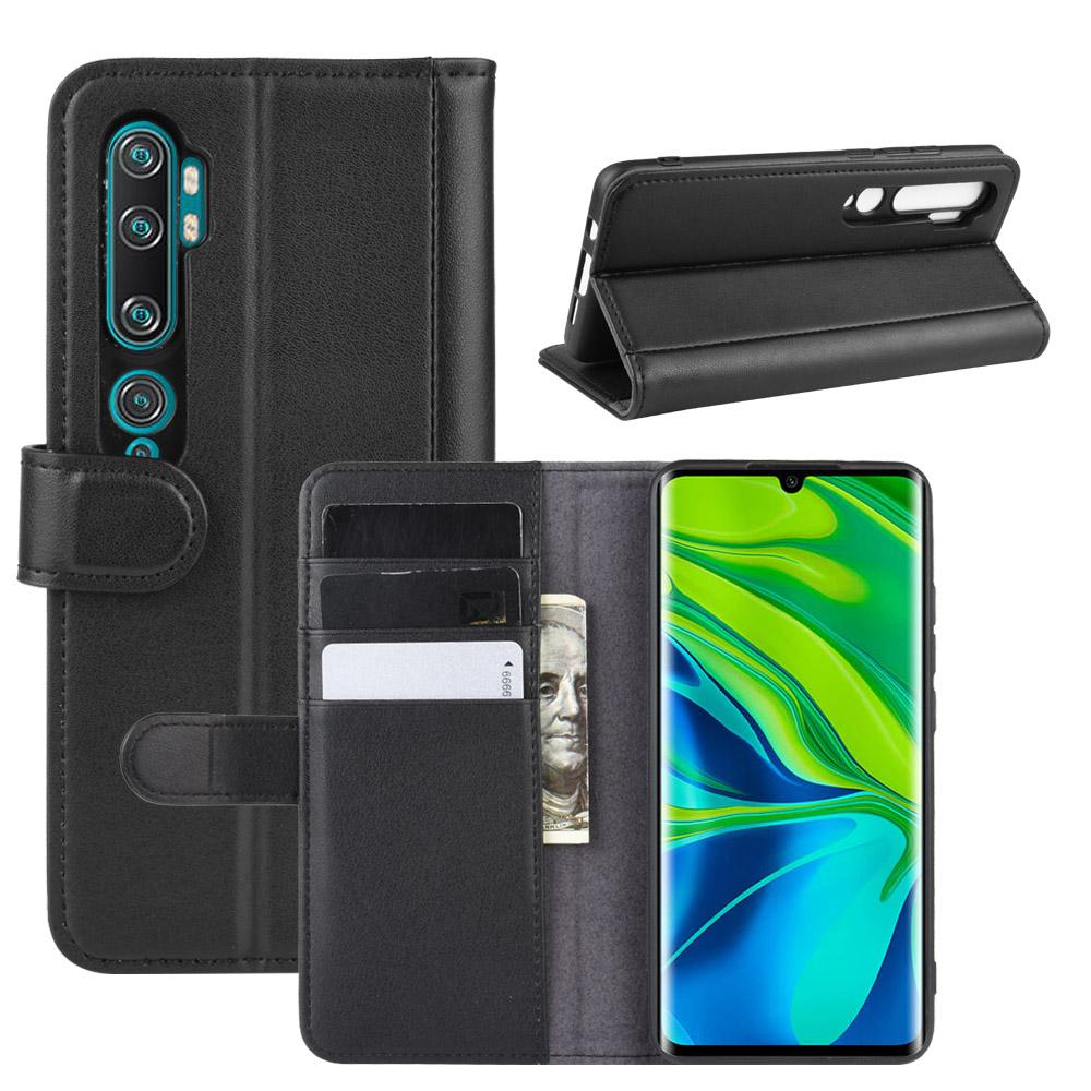 Xiaomi Mi Note 10/10 Pro Genuine Leather Wallet Case Black