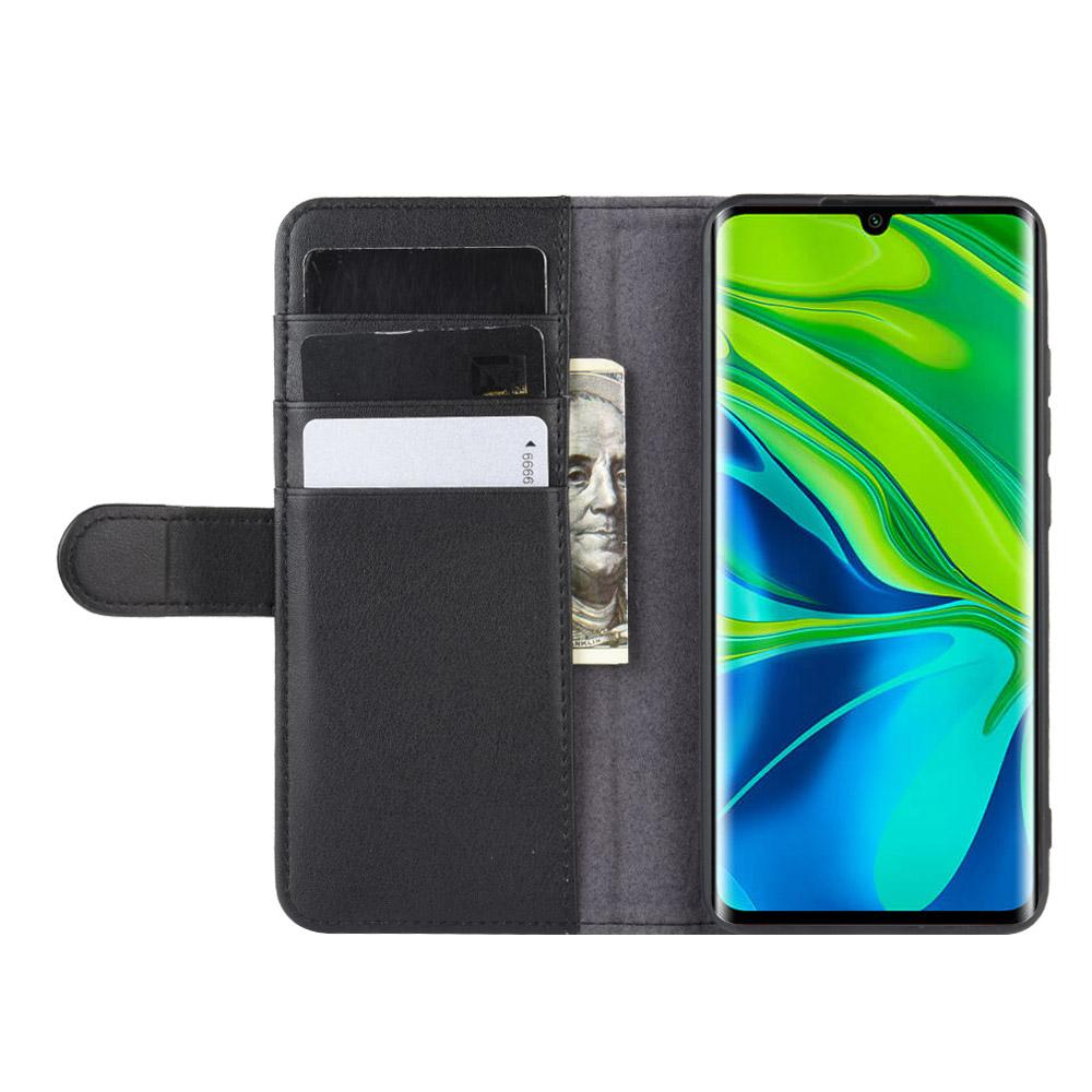 Xiaomi Mi Note 10/10 Pro Genuine Leather Wallet Case Black