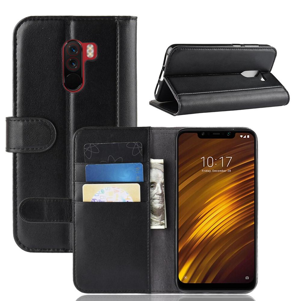 Xiaomi Pocophone F1 Genuine Leather Wallet Case Black