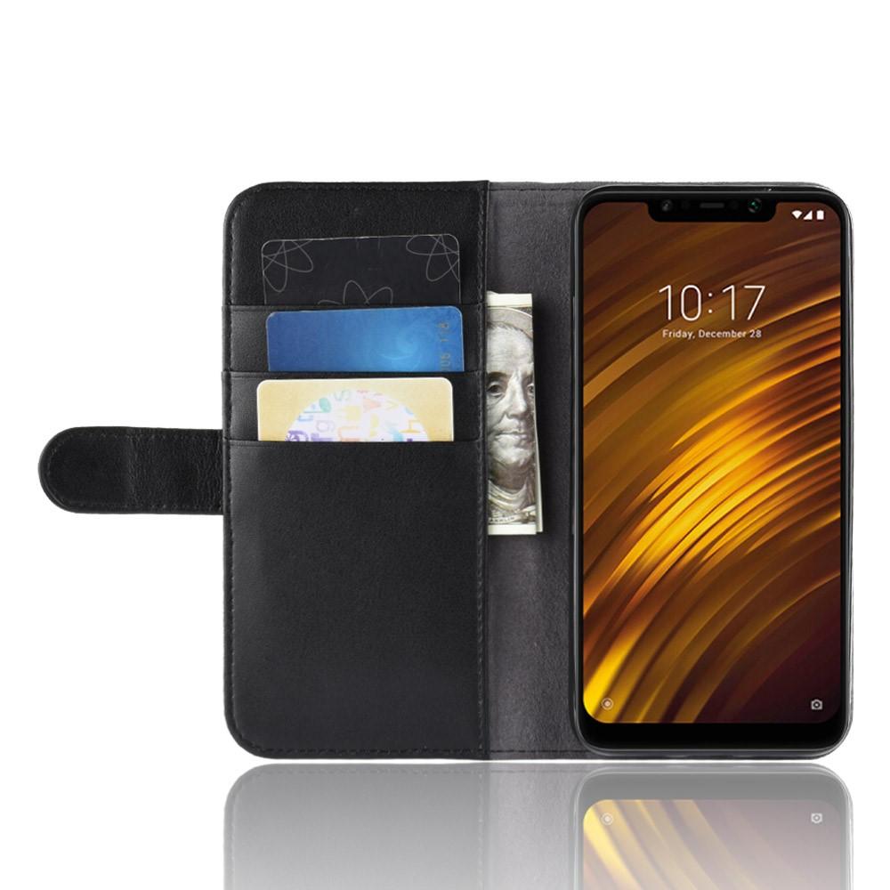 Xiaomi Pocophone F1 Genuine Leather Wallet Case Black
