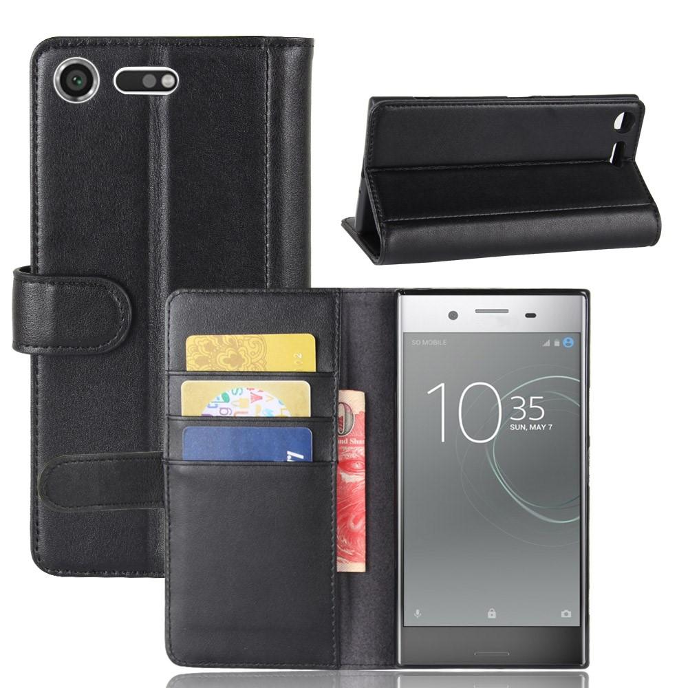 Sony Xperia XZ Premium Genuine Leather Wallet Case Black