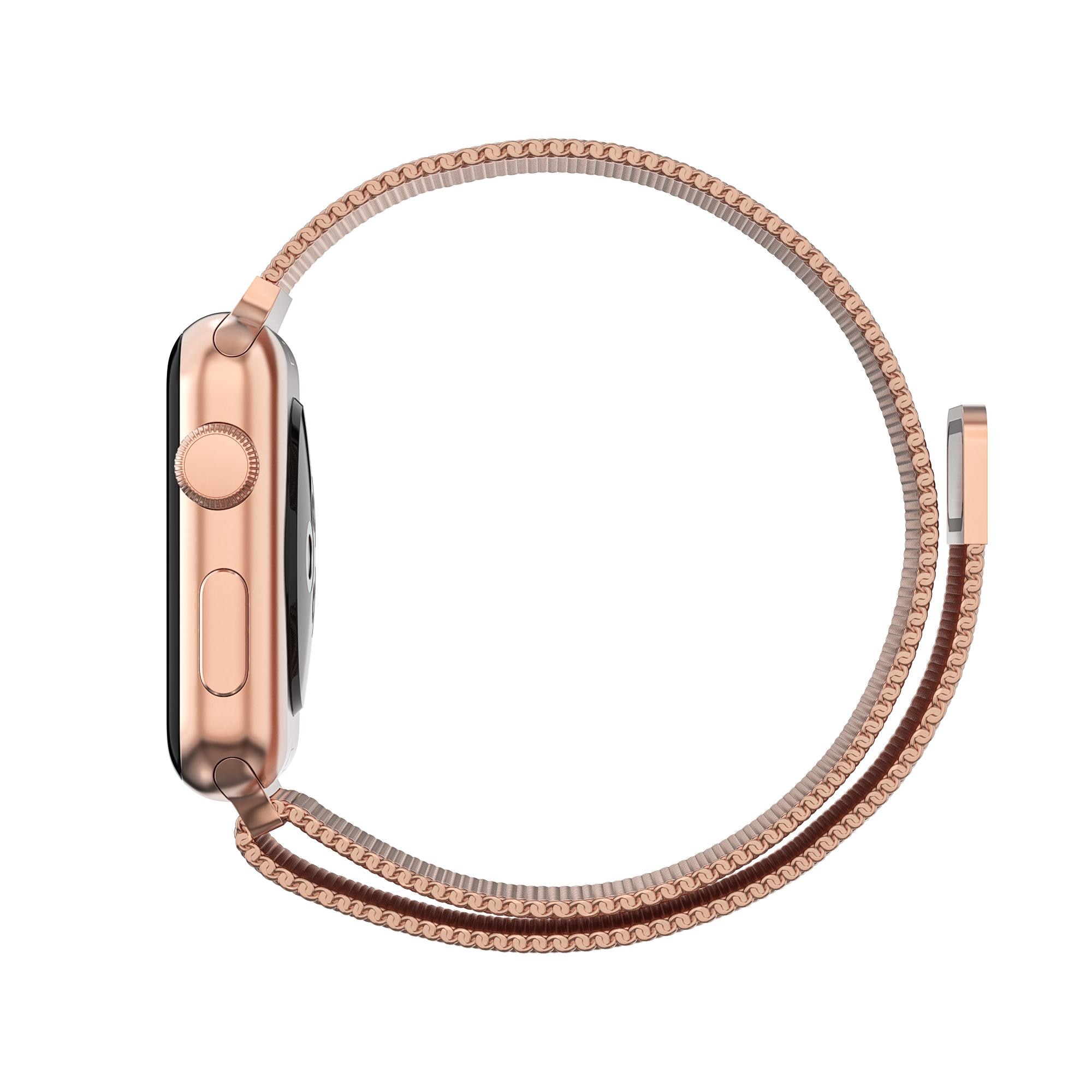 Apple Watch 45mm Series 7 Milanese Loop Band Rose Gold