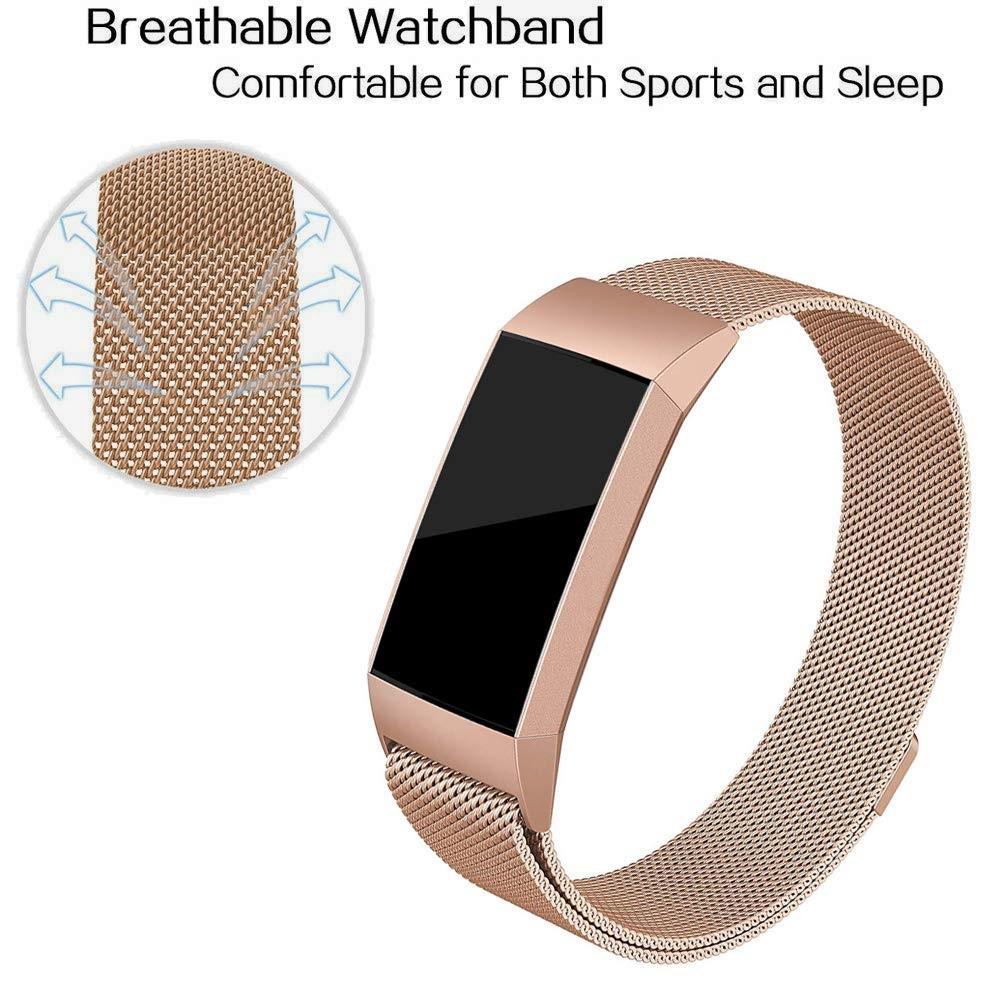 Fitbit Charge 3/4 Milanese Loop Band Rose Gold