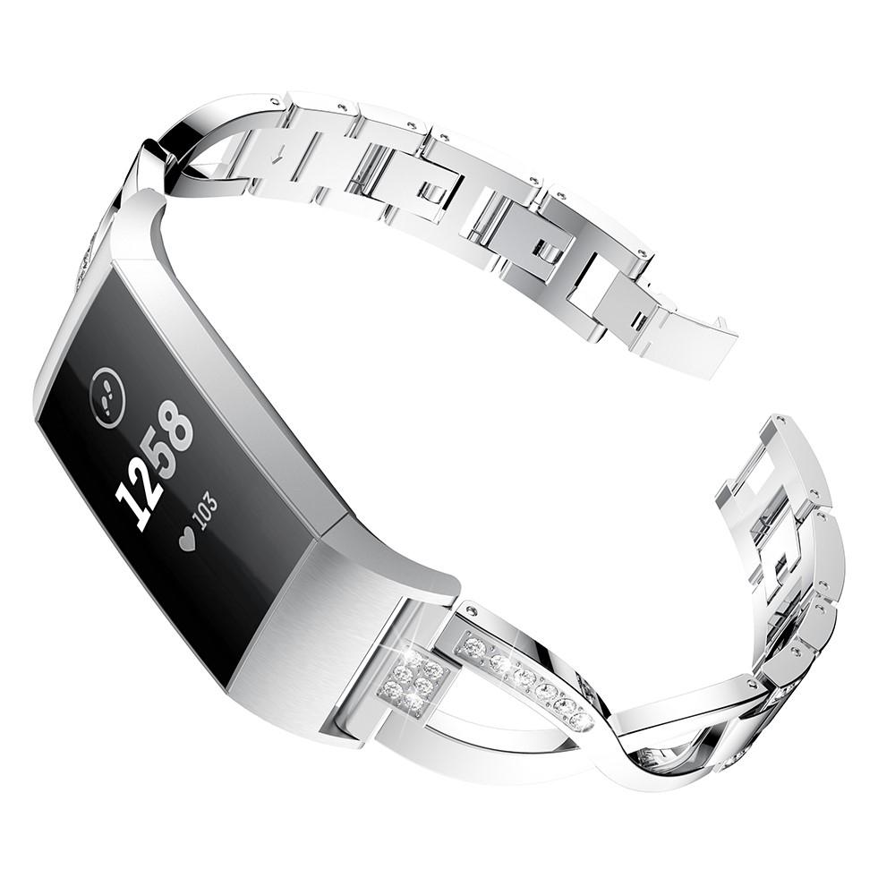 Fitbit Charge 3/4 Crystal Bracelet Silver