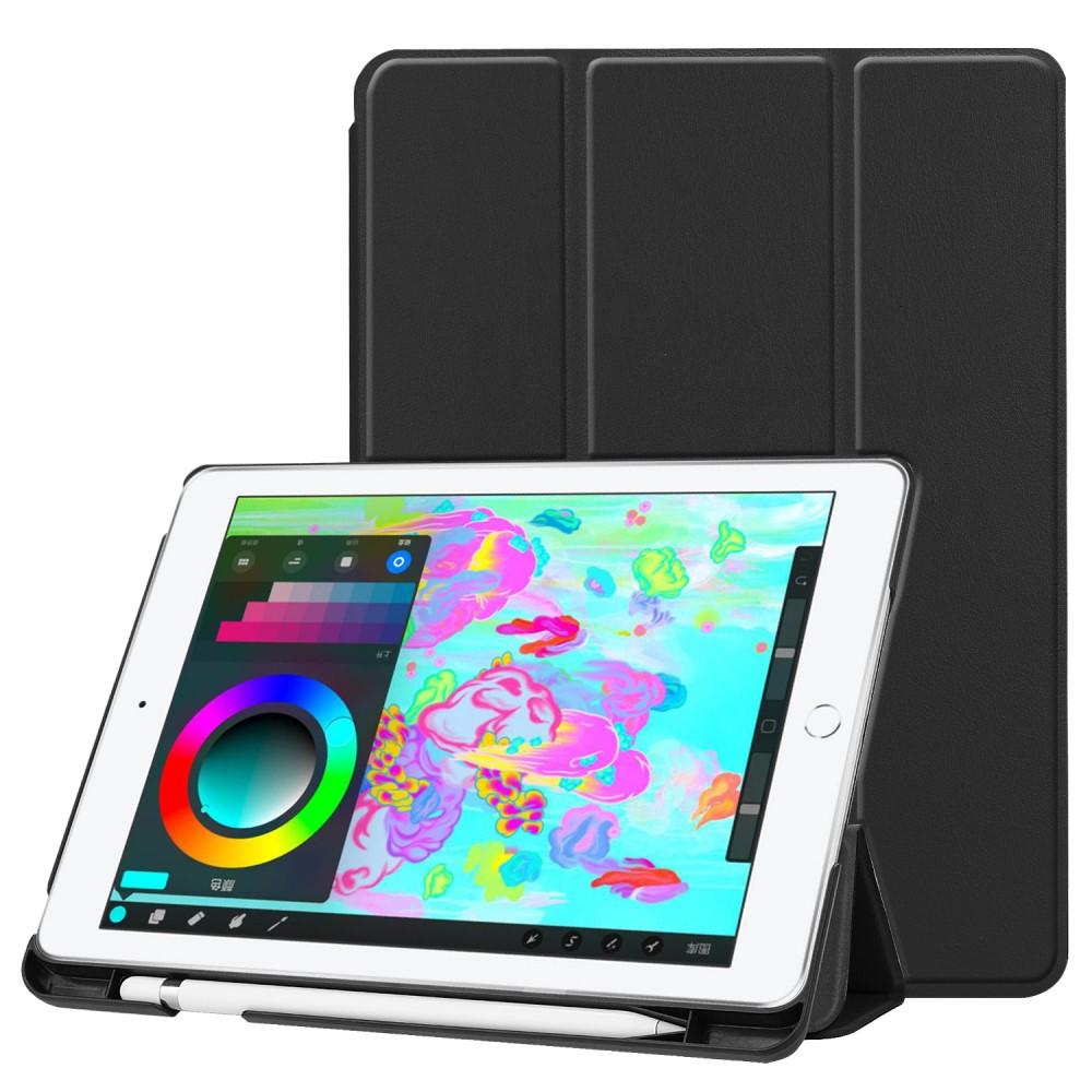 iPad 9.7 5th Gen (2017) Tri-Fold Cover w. Pen-holder Black