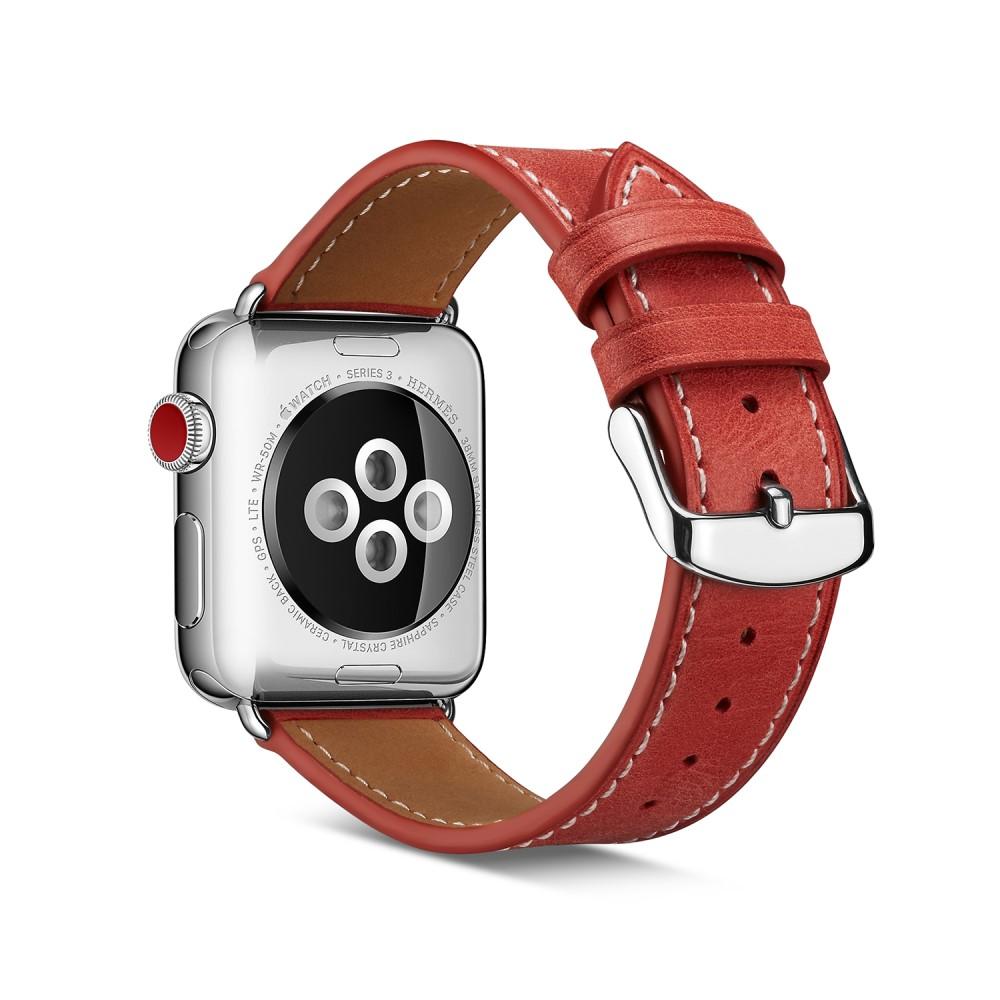 Apple Watch Ultra 49mm Leather Strap Red