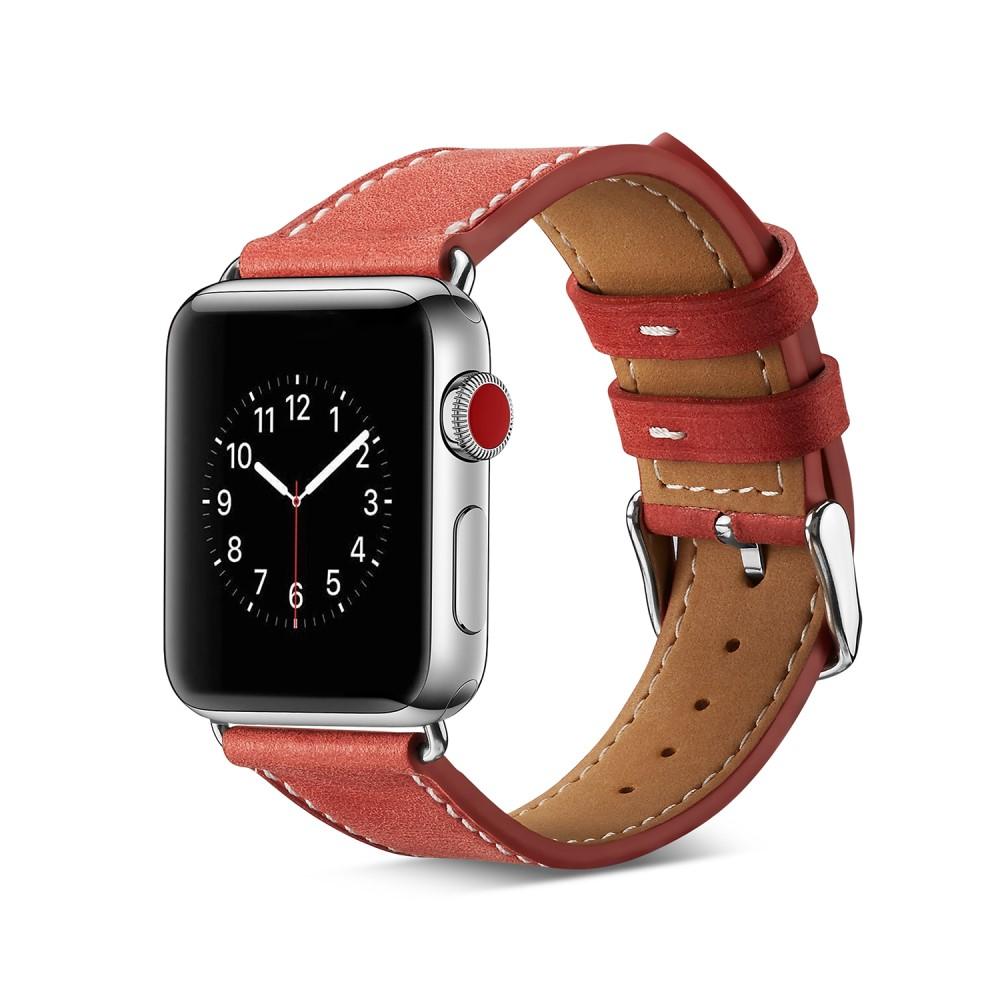 Apple Watch Ultra 49mm Leather Strap Red