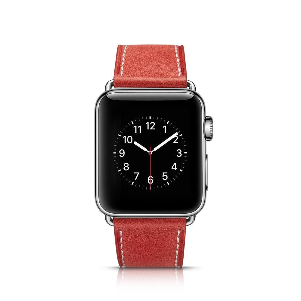 Apple Watch Ultra 49mm Leather Strap Red
