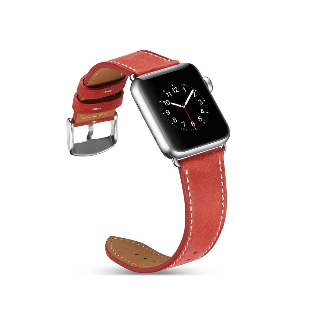 Apple Watch Ultra 49mm Leather Strap Red
