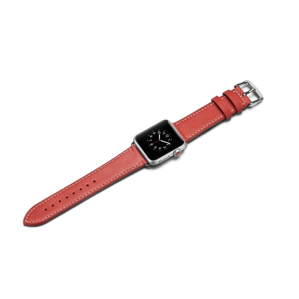 Apple Watch Ultra 49mm Leather Strap Red