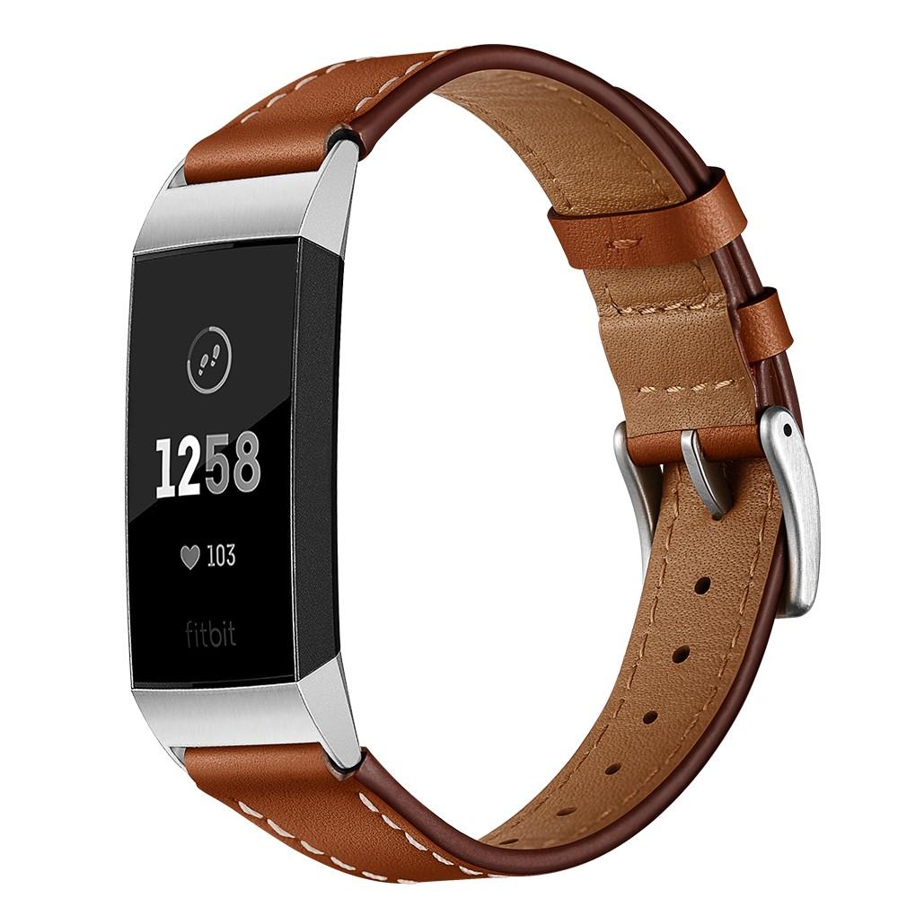 Fitbit Charge 4/Charge 3 Leather Strap Brown