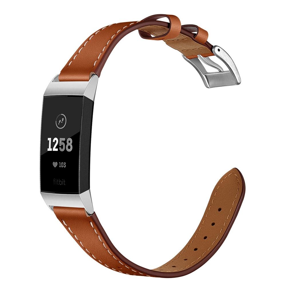 Fitbit Charge 4/Charge 3 Leather Strap Brown