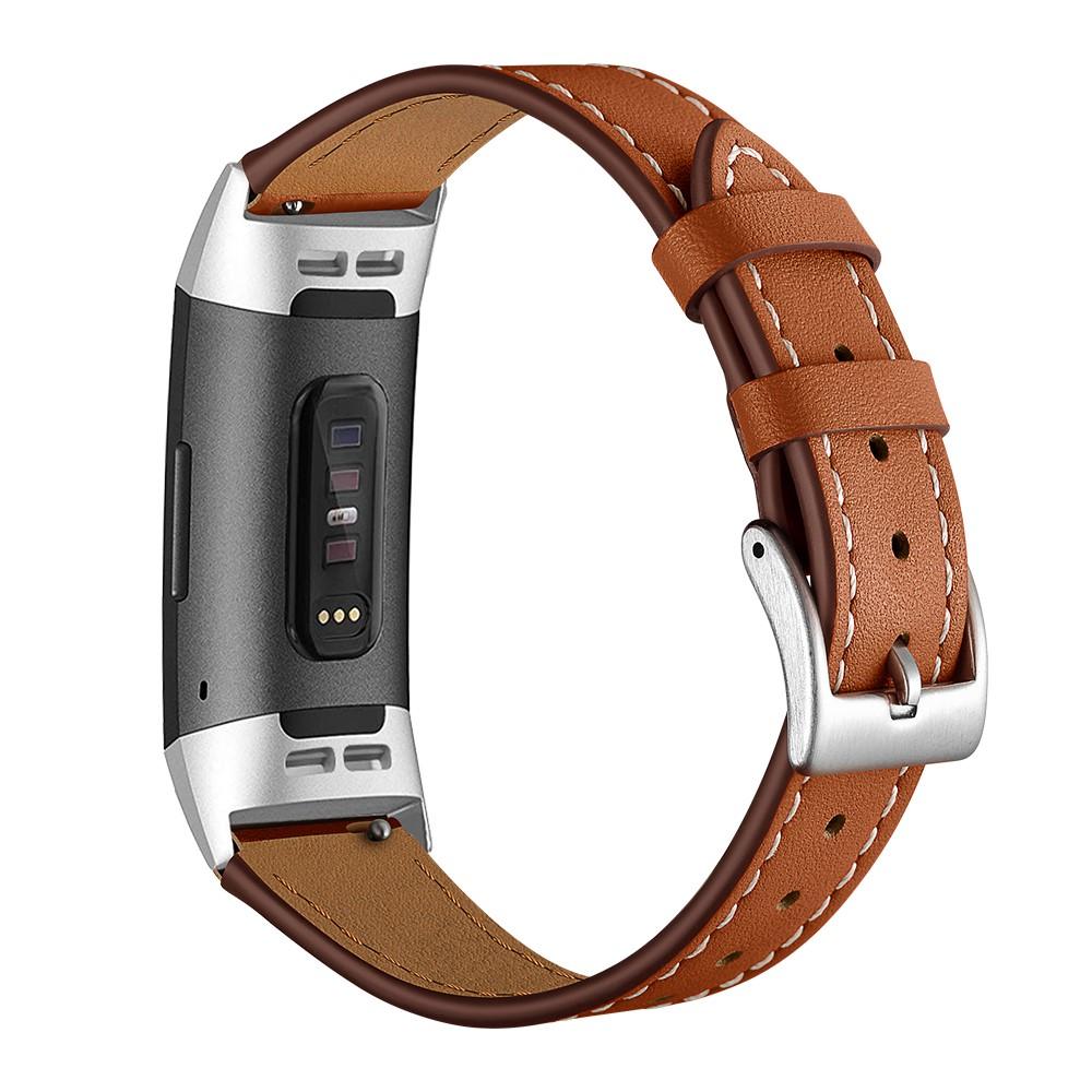 Fitbit Charge 4/Charge 3 Leather Strap Brown