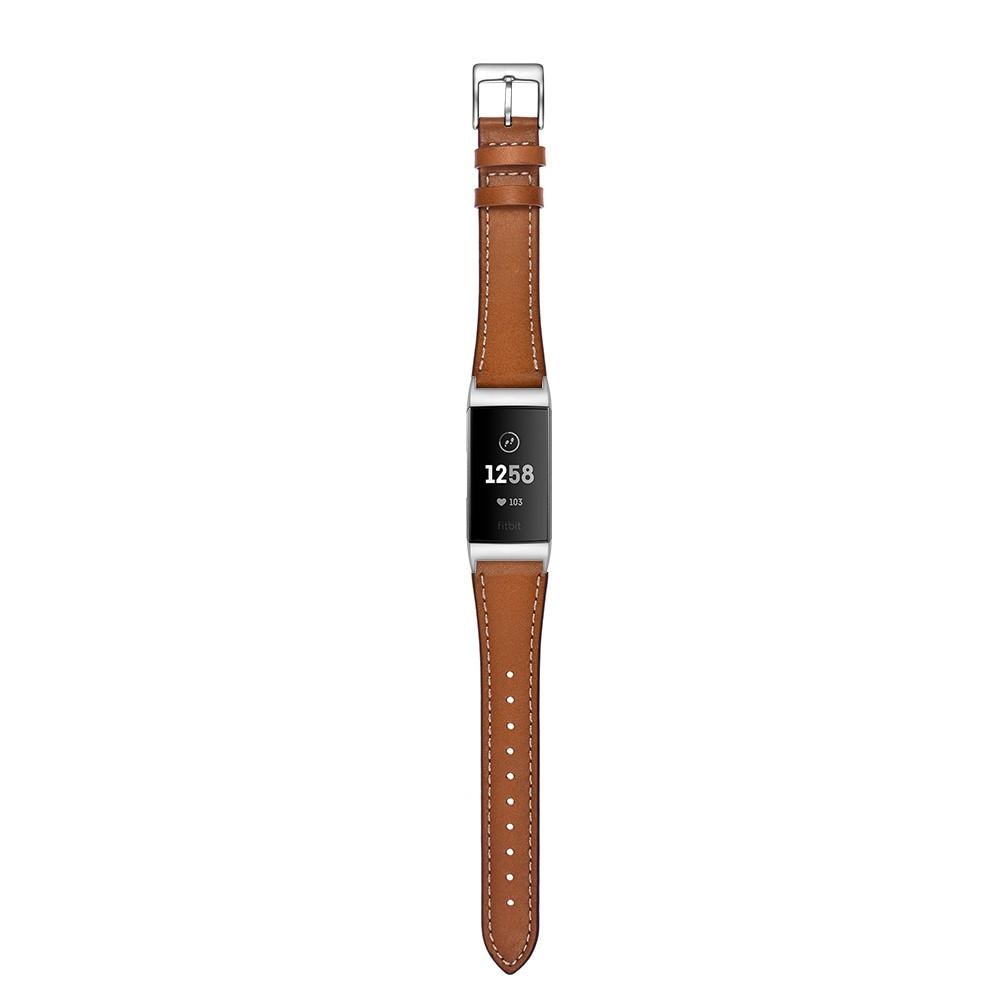 Fitbit Charge 4/Charge 3 Leather Strap Brown