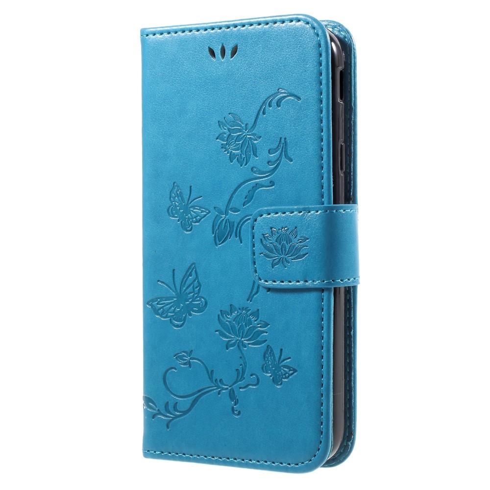 Samsung Galaxy J3 2017 Leather Cover Imprinted Butterflies Blue