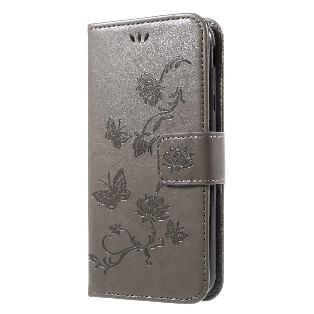 Samsung Galaxy J3 2017 Leather Cover Imprinted Butterflies Grey