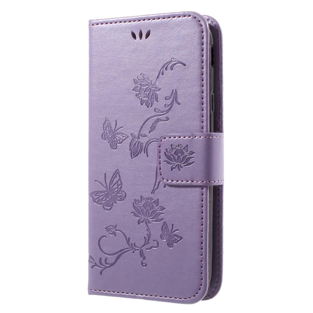 Samsung Galaxy J3 2017 Leather Cover Imprinted Butterflies Purple