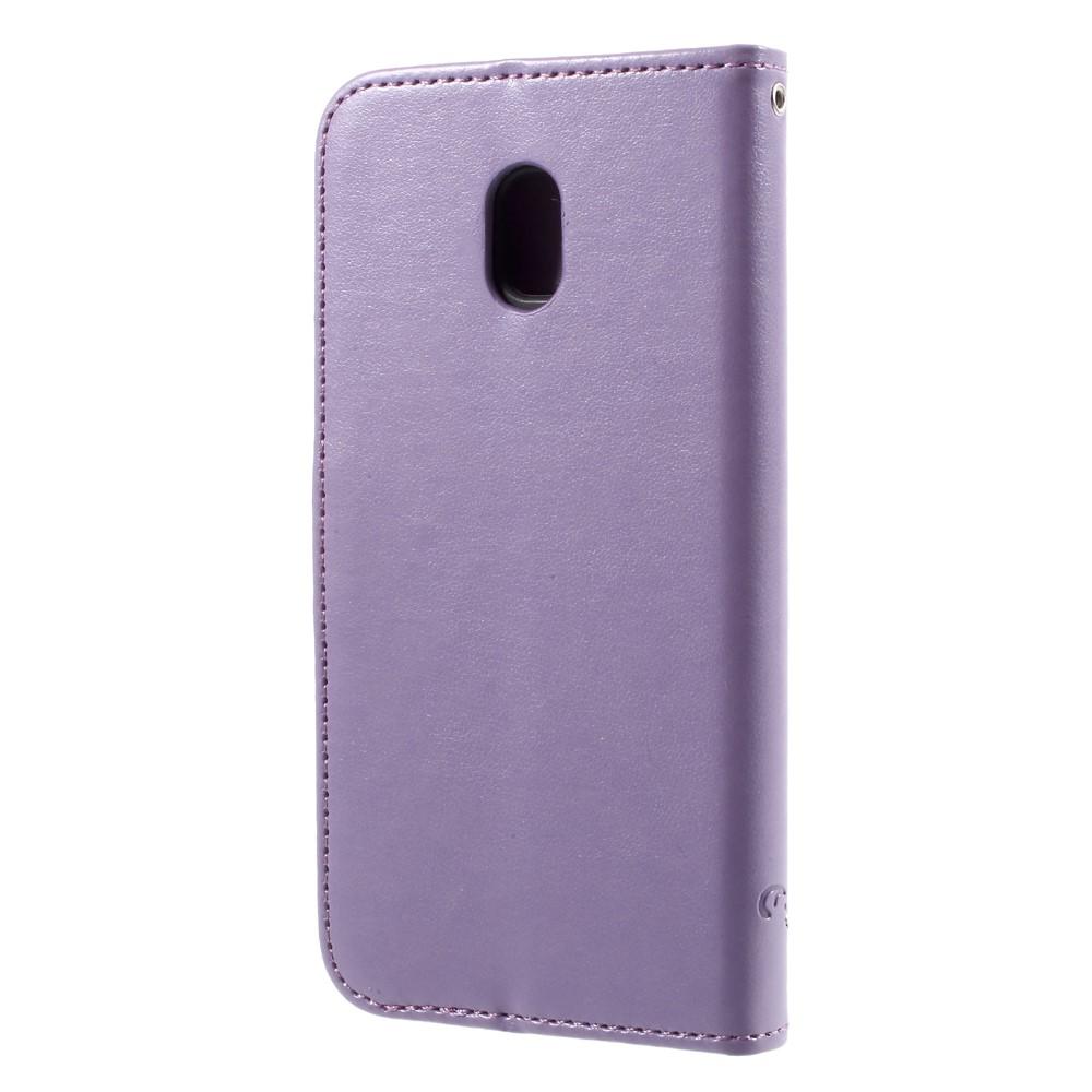 Samsung Galaxy J3 2017 Leather Cover Imprinted Butterflies Purple