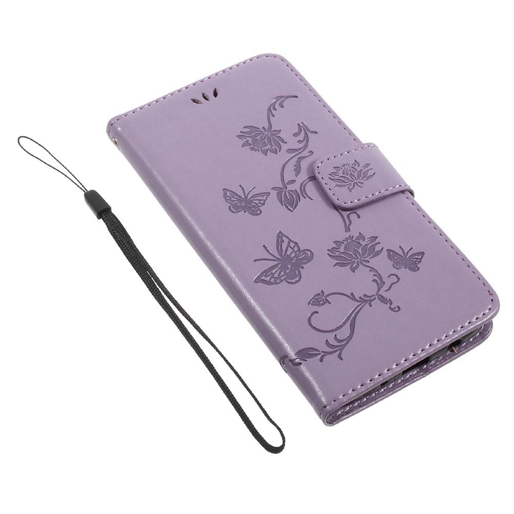 Samsung Galaxy J5 2017 Leather Cover Imprinted Butterflies Purple