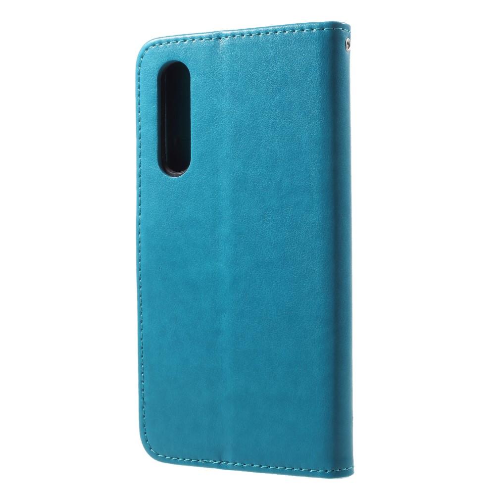 Huawei P20 Pro Leather Cover Imprinted Butterflies Blue