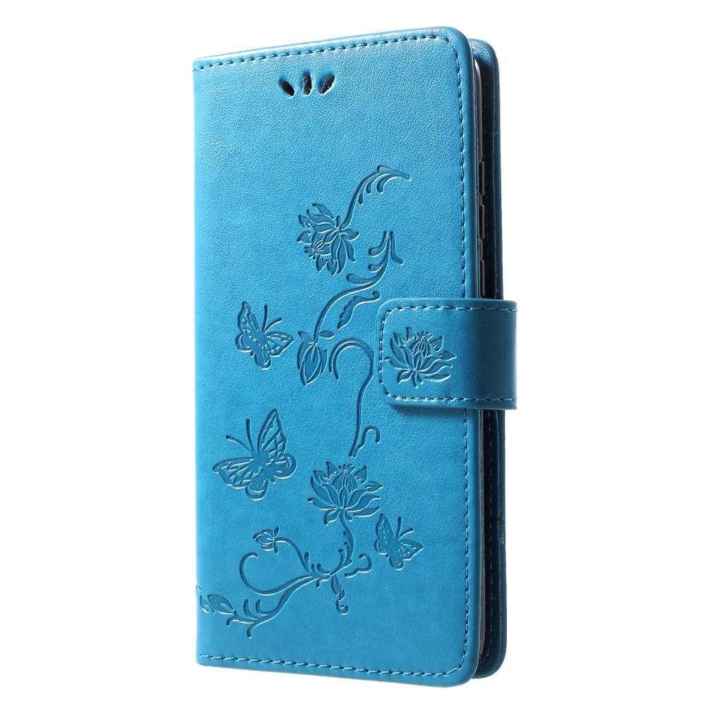 Huawei P30 Lite Leather Cover Imprinted Butterflies Blue