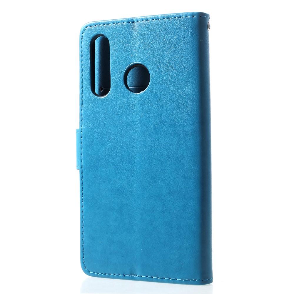 Huawei P30 Lite Leather Cover Imprinted Butterflies Blue