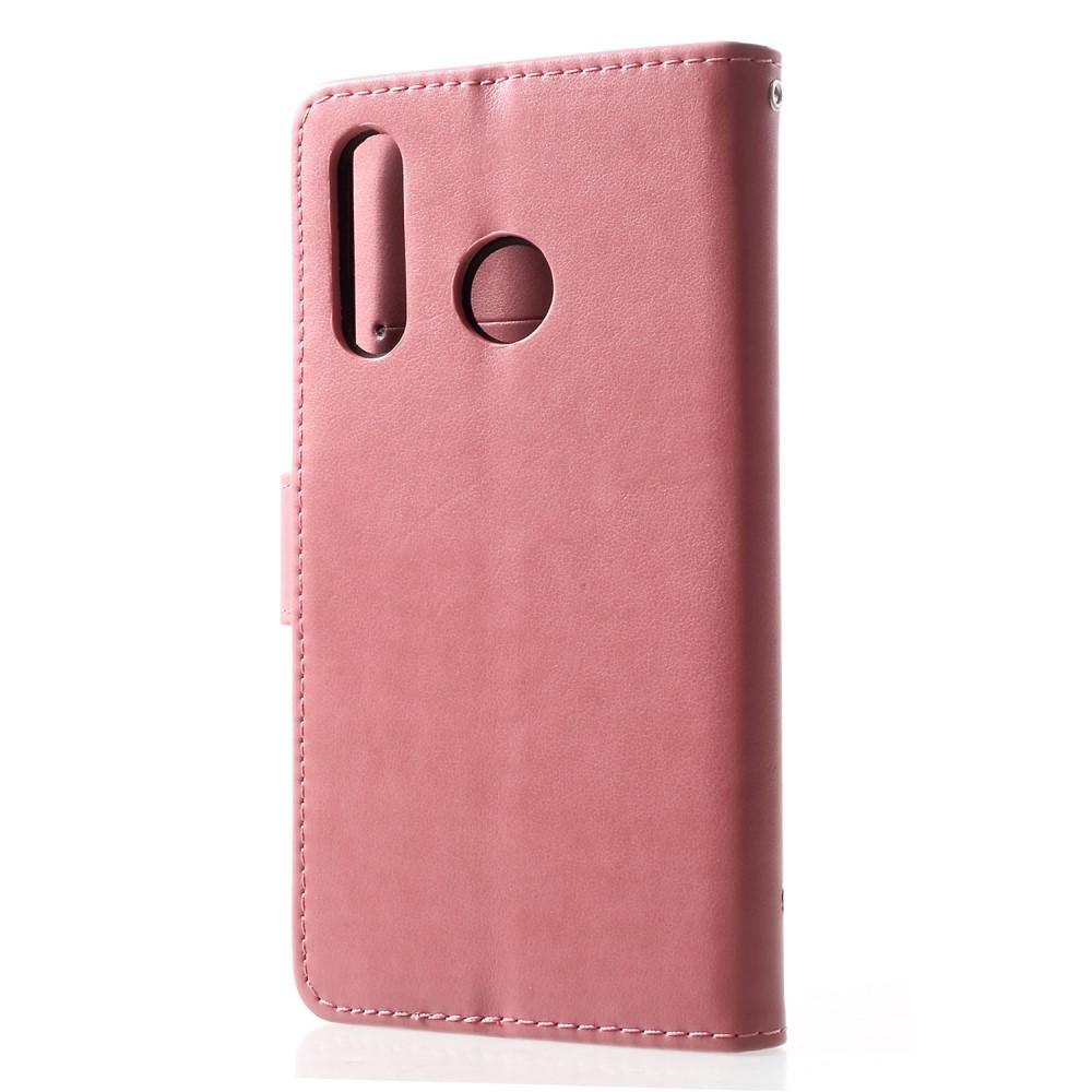 Huawei P30 Lite Leather Cover Imprinted Butterflies Pink