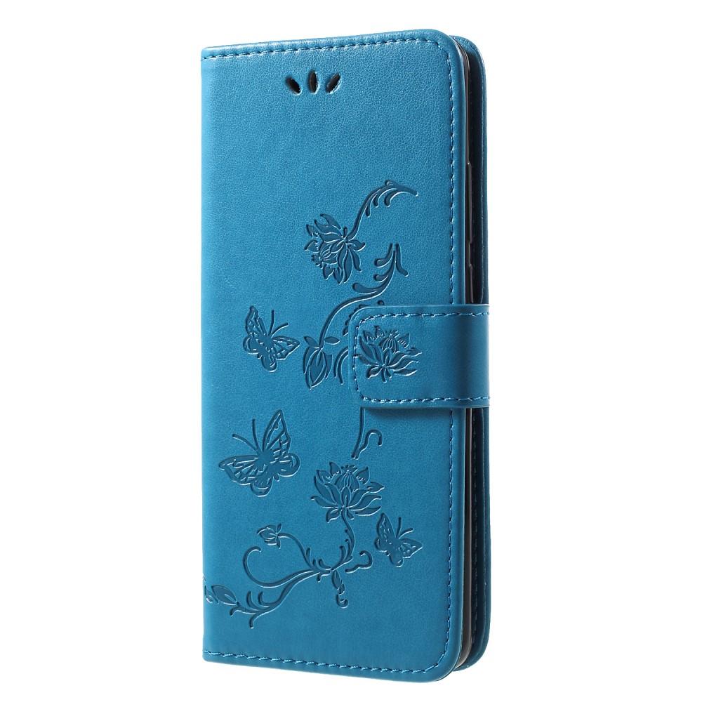 Huawei P30 Pro Leather Cover Imprinted Butterflies Blue