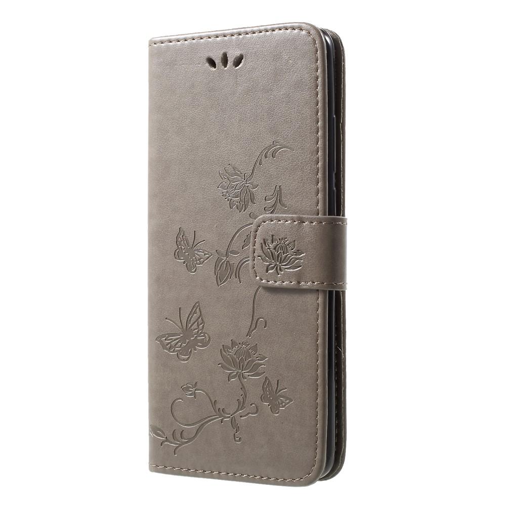 Huawei P30 Pro Leather Cover Imprinted Butterflies Grey