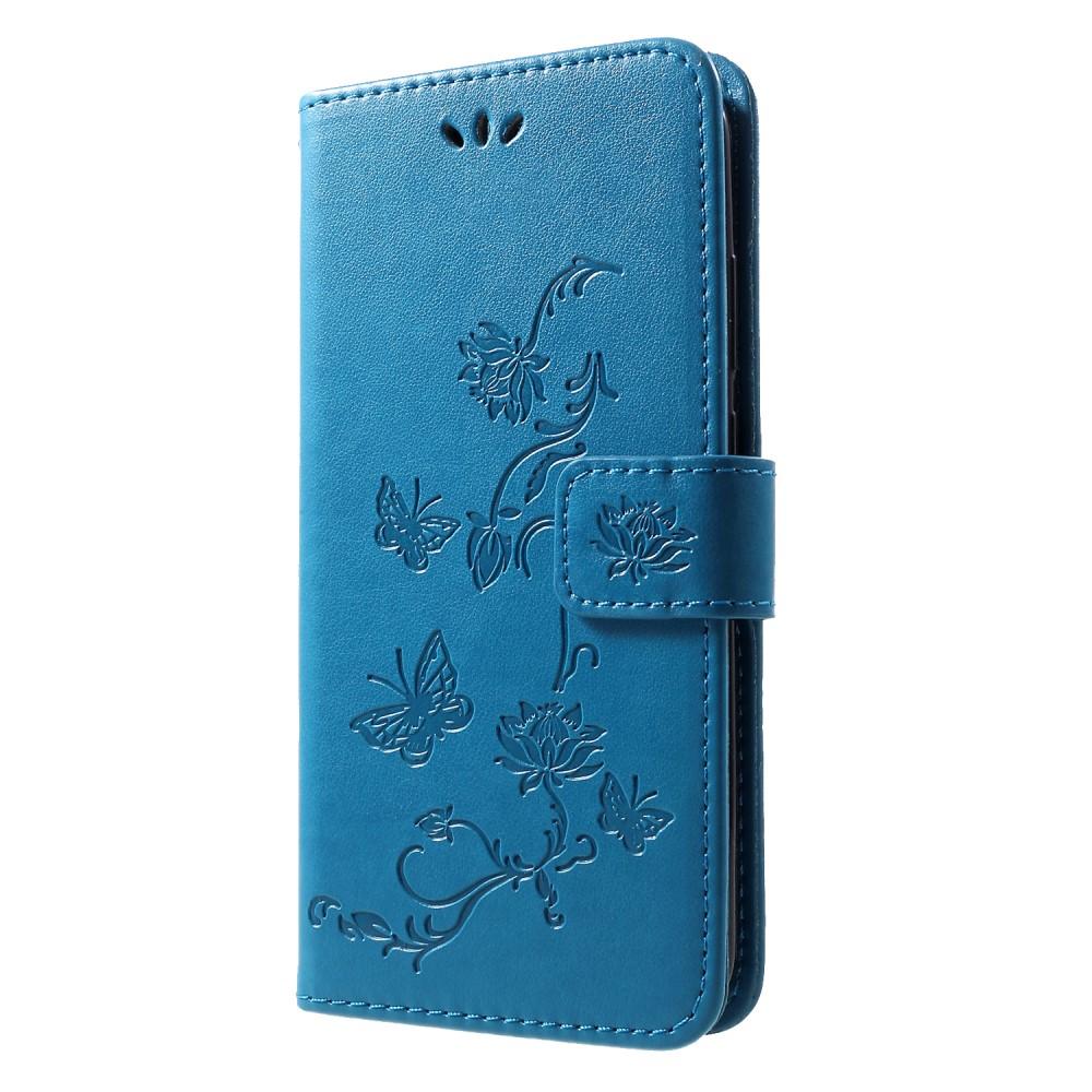 Huawei P Smart 2019 Leather Cover Imprinted Butterflies Blue