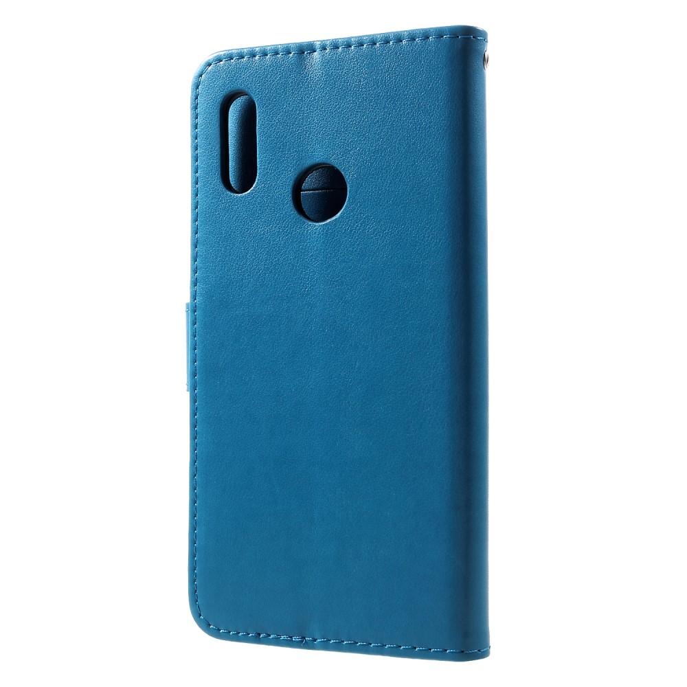 Huawei P Smart 2019 Leather Cover Imprinted Butterflies Blue