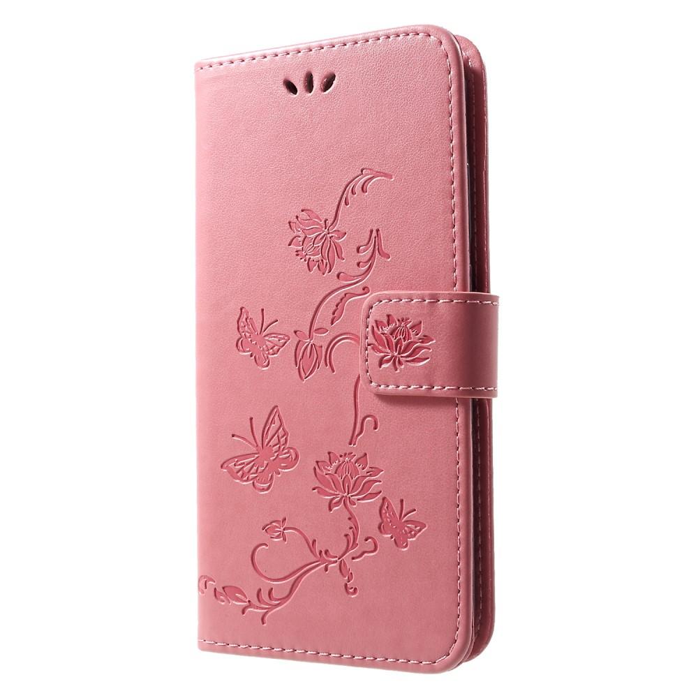 Huawei P Smart 2019 Leather Cover Imprinted Butterflies Pink