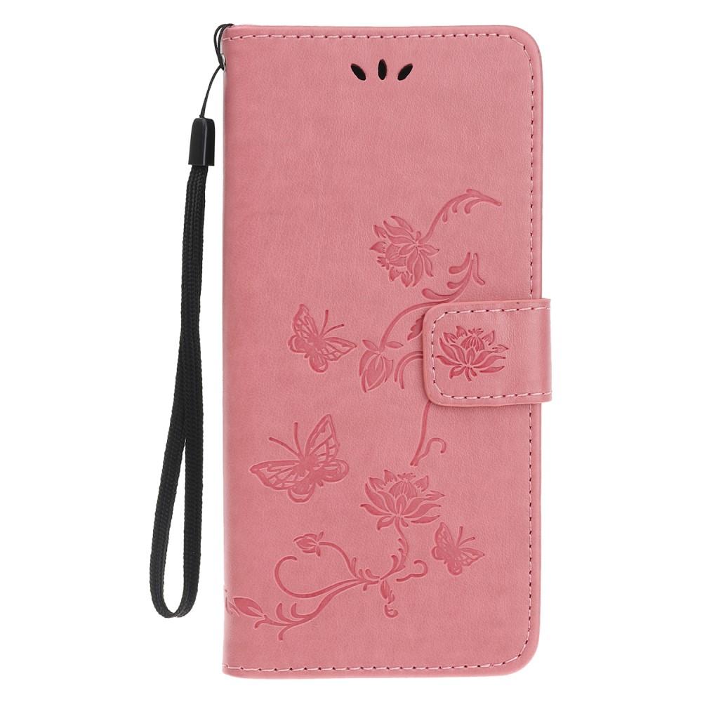 iPhone 11 Pro Leather Cover Imprinted Butterflies Pink