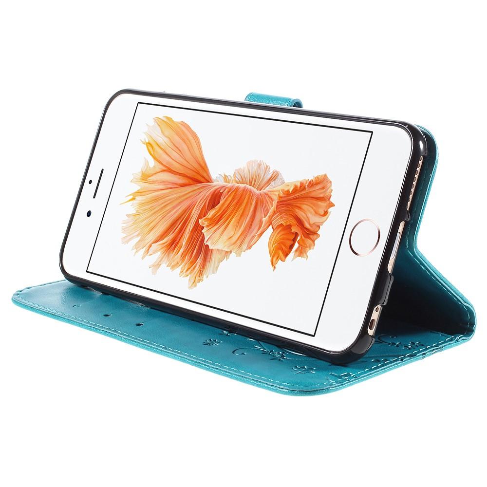 iPhone 6 Plus/6S Plus Leather Cover Imprinted Butterflies Blue