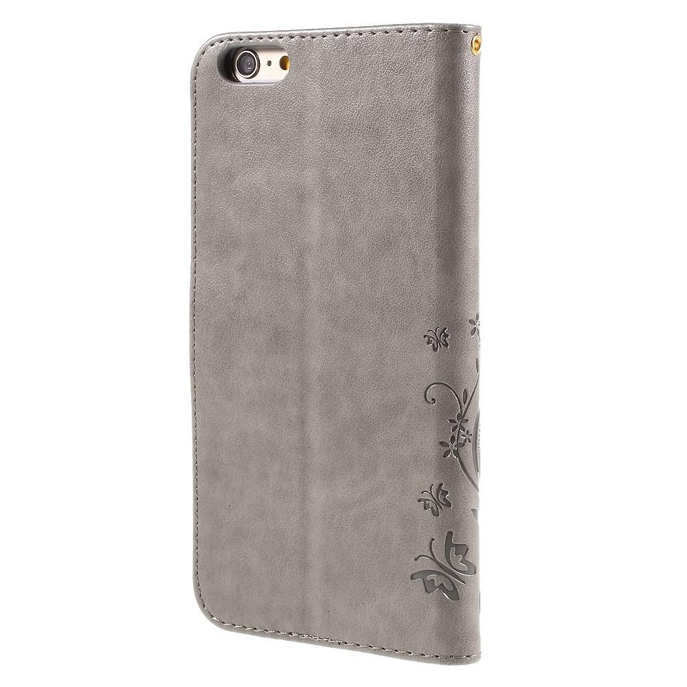 iPhone 6 Plus/6S Plus Leather Cover Imprinted Butterflies Grey