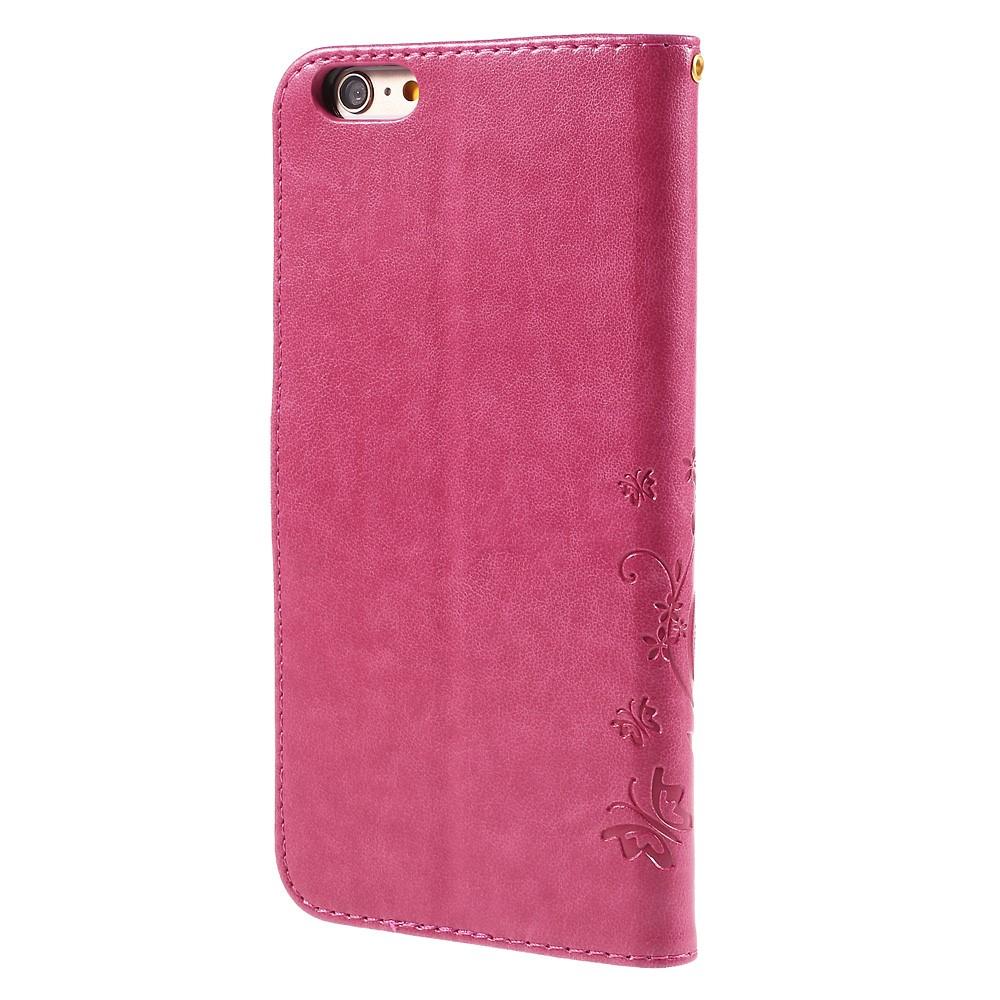 iPhone 6 Plus/6S Plus Leather Cover Imprinted Butterflies Pink