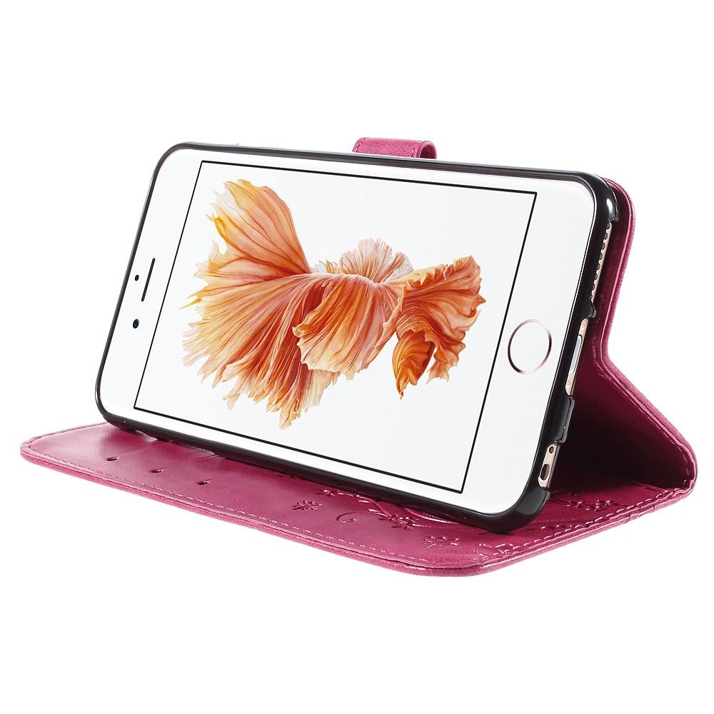iPhone 6 Plus/6S Plus Leather Cover Imprinted Butterflies Pink