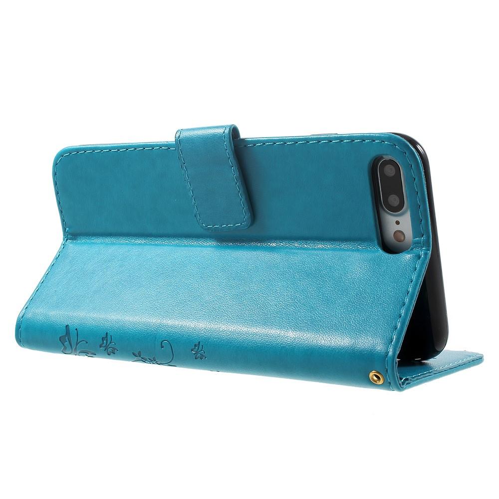 iPhone 7 Plus/8 Plus Leather Cover Imprinted Butterflies Blue