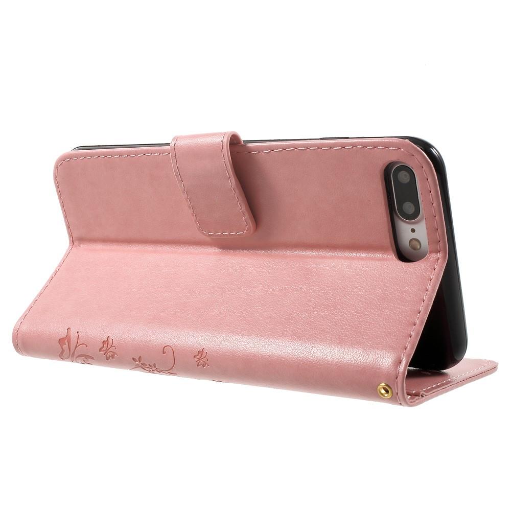 iPhone 7 Plus/8 Plus Leather Cover Imprinted Butterflies Pink